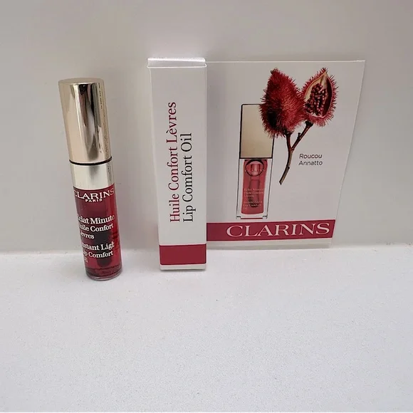 BNIB - Set of 2 Clarins Nourishing Hydrating Mini Lip Comfort Oil in Cherry Red - Picture 10 of 13
